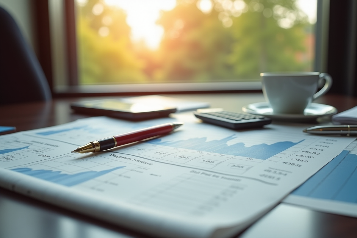 Bureau financier avec graphiques de taux d intérêt volatil