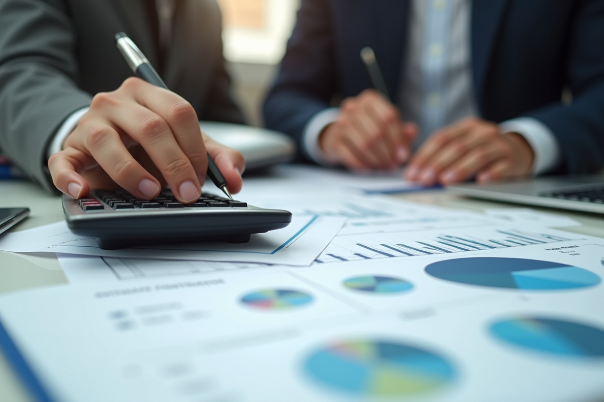 Main d’un conseiller financier avec graphiques de prêt immobilier