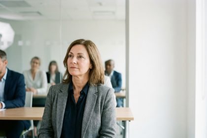 Femme en formation professionnelle en classe moderne