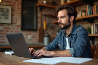 Homme d'affaires français dans un bureau cosy