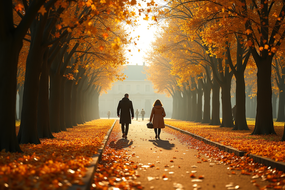 Matin d'automne détendu à Paris avec feuilles dorées et Louvre