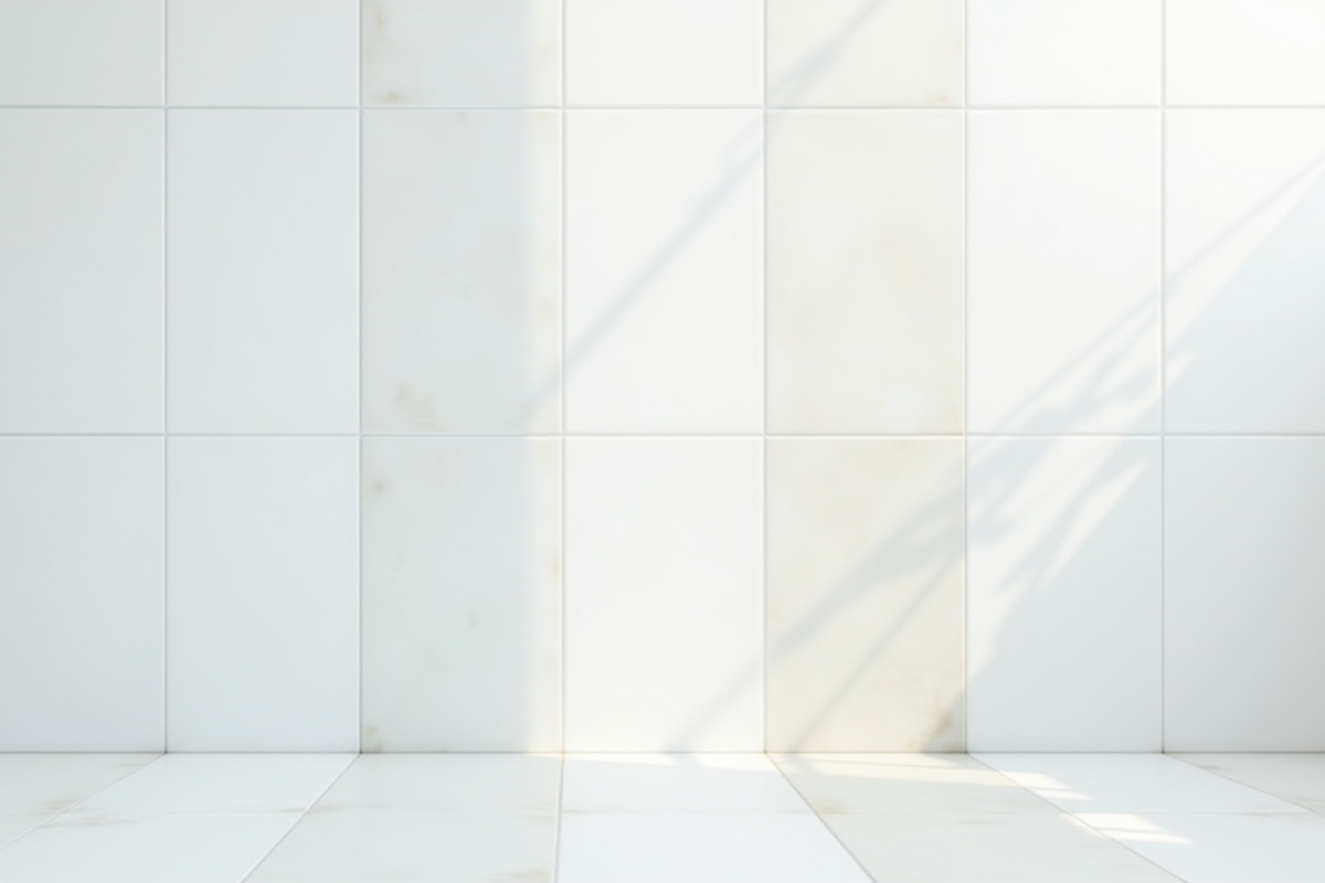 Mur de salle de bain en tuiles avec differents niveaux de salete